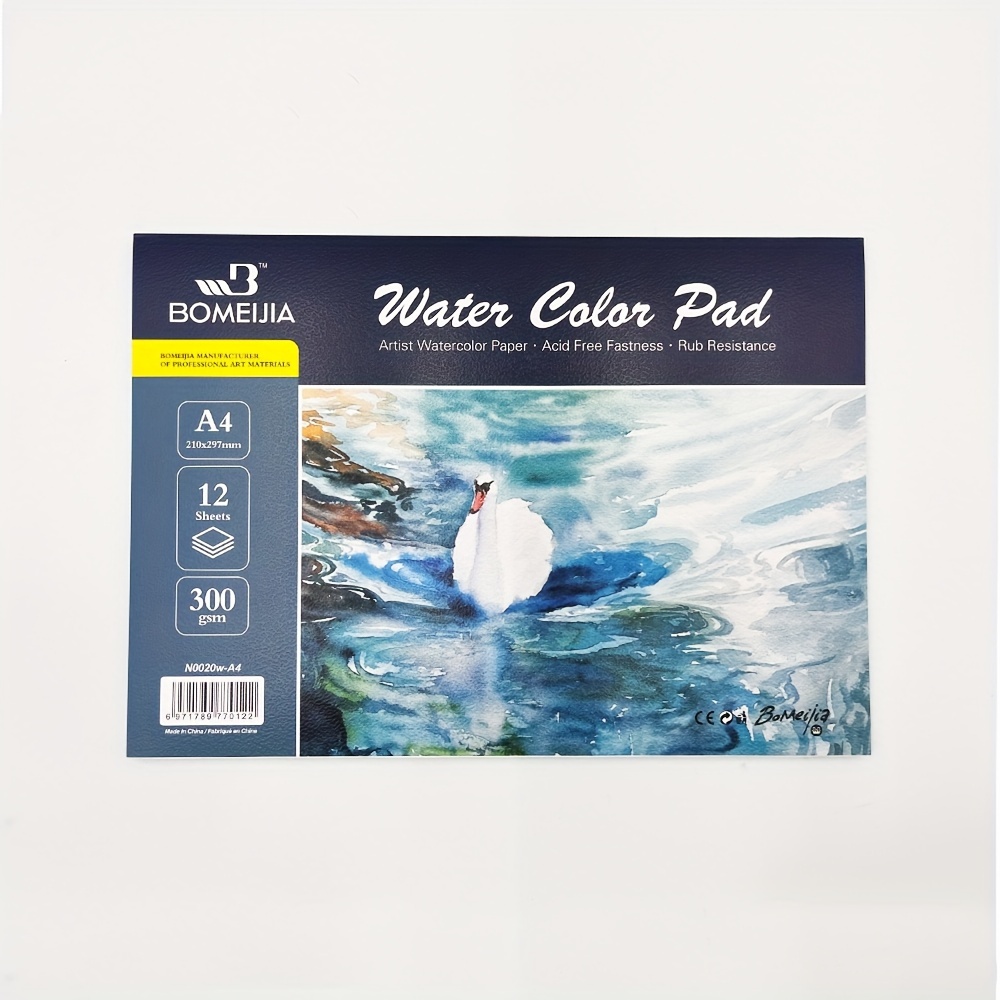 Image of Watercolor Paper - 12 Sheets Cold Pressed Watercolor Paper Pad - 300gsm Artist Water Color Paper Block For Watercolor Gouache Ink