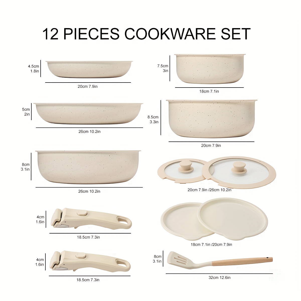 Kpxsiaion 5pcs/12pcs Pots And Pans Set, Cookware Set Detachable Handle, Induction Nonstick Kitchen Cookware Sets With Removable Handle, Non Stick Rv Cookware Set, Dishwasher/oven Safe Cookware Set