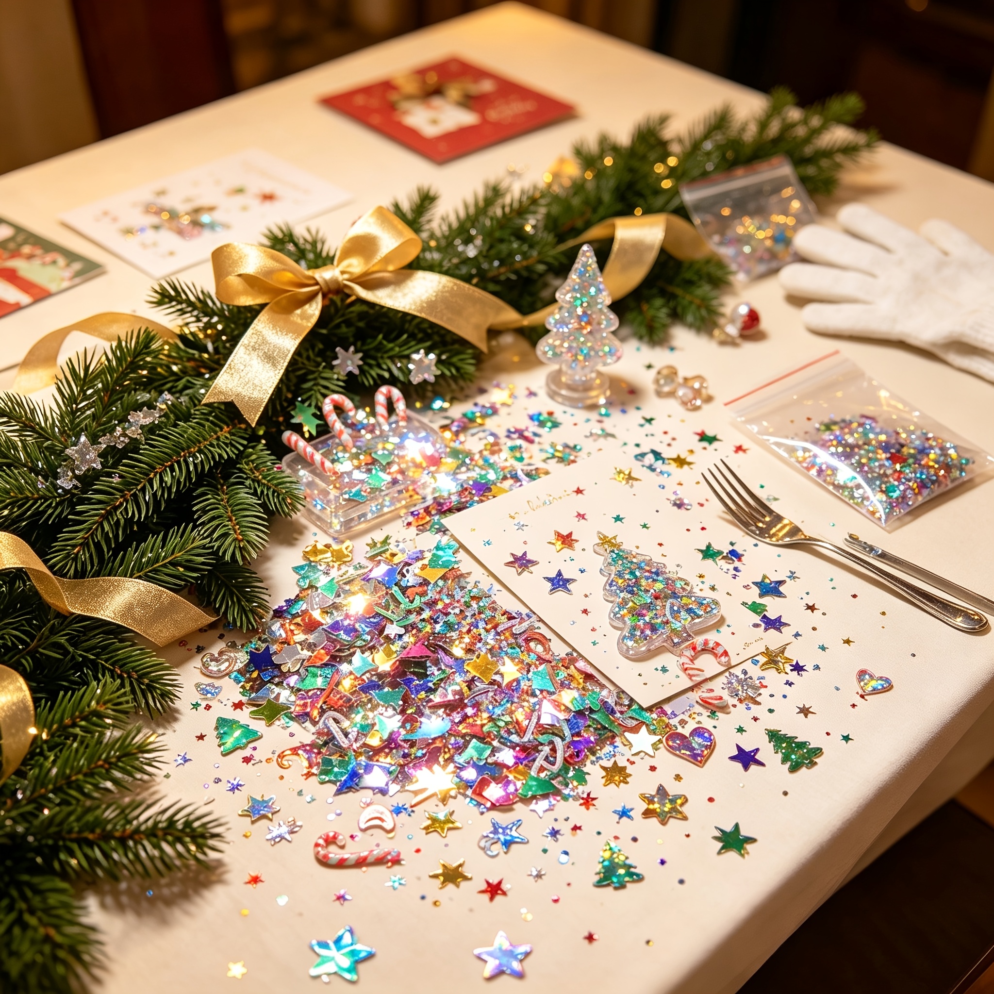 TEMU de Navidad de 3600 piezas, Lentejuelas de de Estrella y Estrellas de , de Mesa Navideño de Múltiples Formas, Esparcido de Mesa Festivo para ,