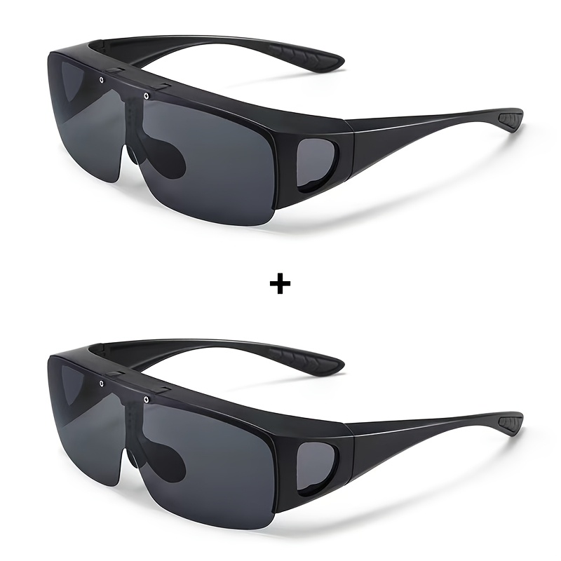 Image of 2pcs Clip-on Glasses Suitable For , Oversized Fit Over Eyewear With 3-tier, For,,, Activities. Driving And Party, Daily Wear, Photo Props, Parties, Birthdays, Perfect For Summer,, And