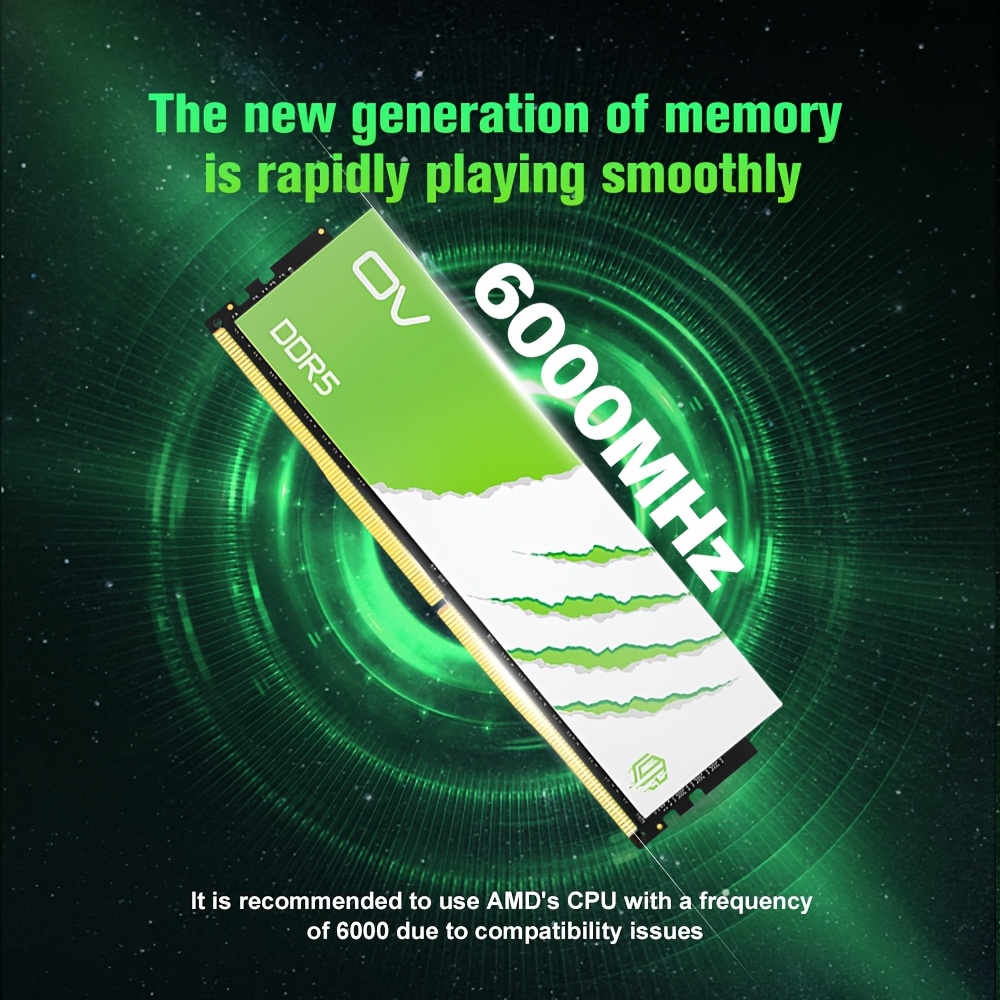 El módulo de memoria OVDDR5 CL36 de 16GB con una frecuencia de 6000MHz es adecuado para actualizaciones de computadoras de escritorio. Cuenta con un diseño antidesgaste Golden Finger, resistencia fuerte a la corrosión, buena conductividad y alto rendimiento, mejorando el desempeño general de tu ordenador. Su diseño duradero y materiales resistentes a la corrosión son ideales para uso en computadoras de escritorio y compatibles con placas base Intel y AMD