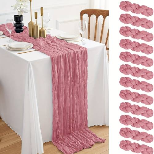 item picture 12pcs cheesecloth table runner 10ft boho gauze table runner 21 3 120inch rustic cheese cloth roll romantic long cheesecloth bulk for wedding bridal shower birthday party decor