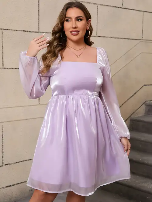 1pc elegant plus size tulle dress knee high square - Temu 1pc elegant plus size tulle dress knee high square - Temu