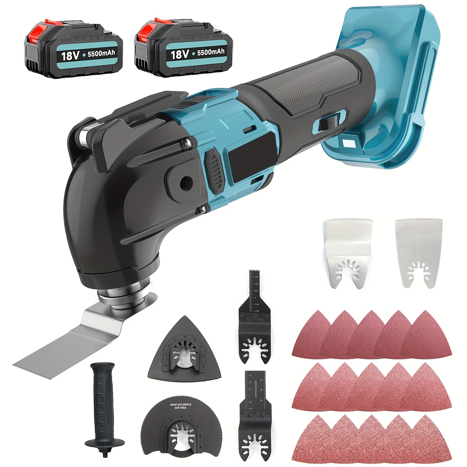 

Cordless Oscillating Multi Tool, 22 Accessories Set, 2pcs Battery, Brushless Multi-tools With 6 Variable Speed, 22 Accessories Set For Sawing Polishing, 18v Compatible With Makita