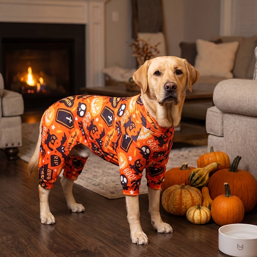 TEMU 1pc Halloween Dog Anti-shedding Control Pajamas, Warm High-stretch Full-body Pet Onesie, Anti-licking And Insect-proof Protective Jumpsuit,