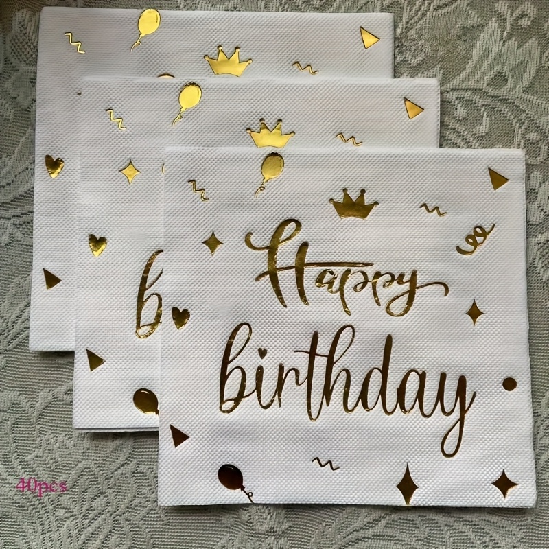 Image of 40pcs Elegant 2-ply Disposable Cocktail Napkins With "" Design In Pink, - Party Lunches, Wedding Anniversaries & Graduation Decorations, Celebration Napkins| Design|decorative Cocktail Napkins
