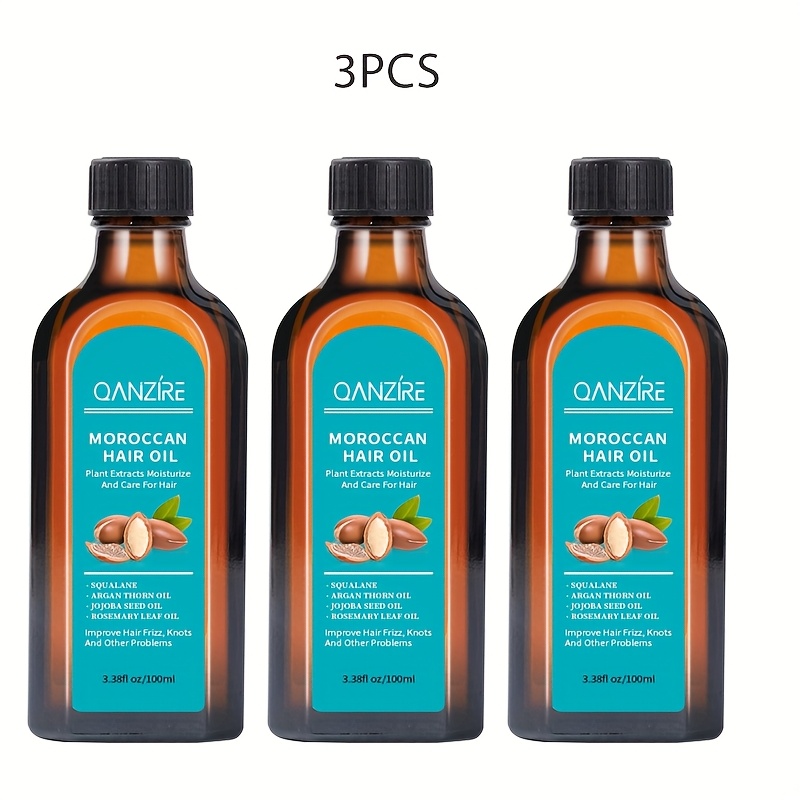 Image of 3pcs Moroccan Argan Oil, Moisturizing Moroccan Nut Oil, Ideal For All Hair Types, Moisturizing Effect, Hair Oil, Natural Look, Unisex Hair Care, Hair Care Oil, Essential For Travel, For A Girlfriend.
