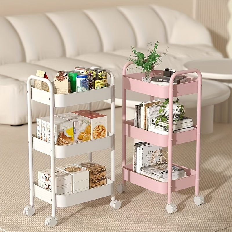 

Chariot de Rangement en Acier au avec Roues - Organisateur Multiniveaux pour Cuisine, Maison, Bureau & Dortoir - pour Livres, Snacks et Plus