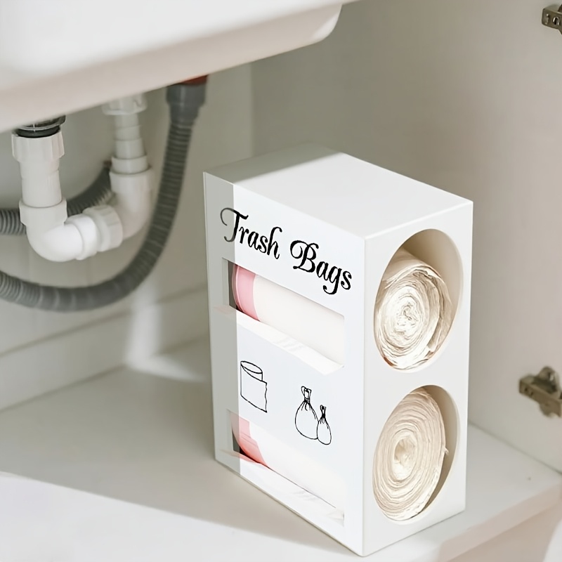  2 in 1 trash bag tissue holder organizer wall mounted or desktop storage box with dual compartments durable wooden kitchen organizer for countertop bathroom   saving home storage solution Product details 0