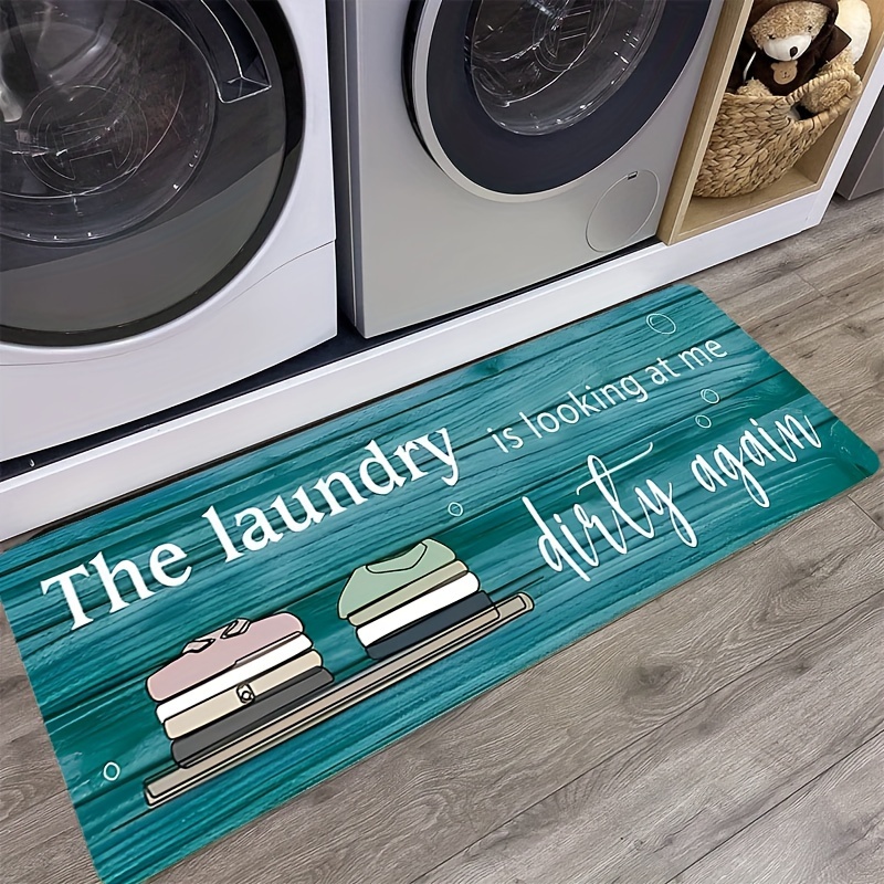 TEMU 1pc Of Laundry Room Decorative Carpet, Indoor Machine Washable Mat, Soft And Comfortable - Laundry Rooms, , Doorways, And Kitchen Decor