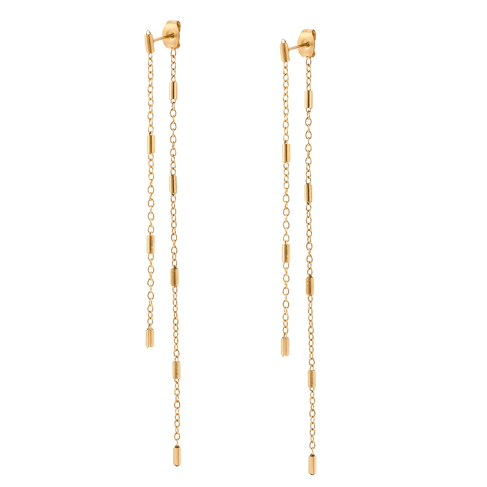 TEMU 1pc Aretes de Acero Inoxidable para Mujer, Capa, Cadena , Columna Larga con Borla, Colgantes de Oreja Fáciles de Colgar, Joyería Diaria para