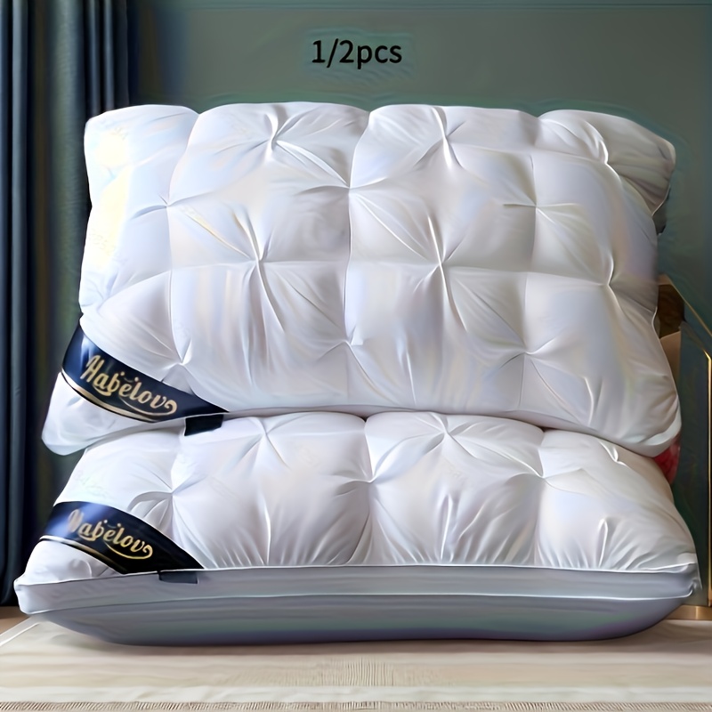 1/2 Luxury Hotel Quality Pillow, Deep Sleep Neck Support, Four Seasons Non-Collapsing High Pillow Core, Hypoallergenic Polyester Fiber Cover, Modern Pillow Design | Soft Texture End, Sleeping Pillow, Cooling Pillow, Neck Pillow, Gift