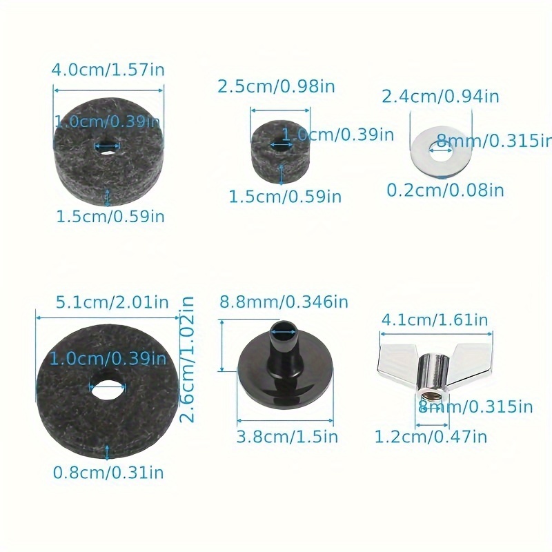 1setof21strings Premium Cymbal Care Bundle - High-Density Padding for Hi-hat & Cymbals, Noise-Reducing Stand Sleeves, Secure Wing Nuts, and Sound-Enhancing Washers - The Ultimate Drum Kit Protector and Sound Enhancer