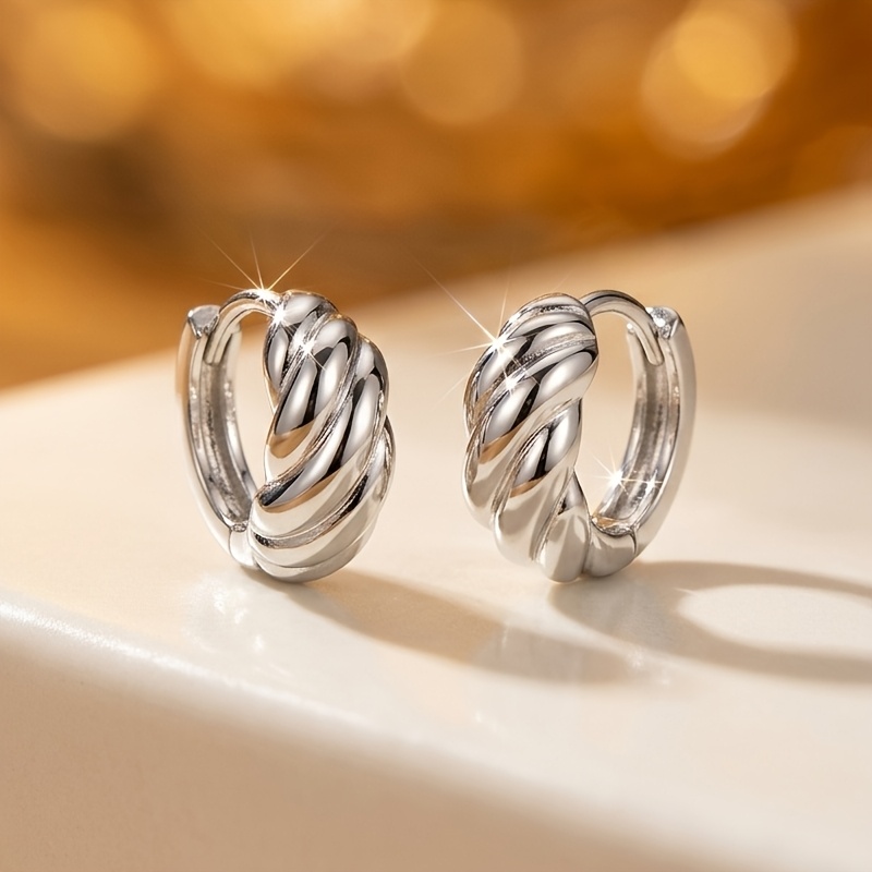 TEMU 1 Pair Twisted Hoop Earrings, Easy Temperament Minimalist, Daily Versatile Accessory, Suitable For Women' Casual, Vacation Dating Wear