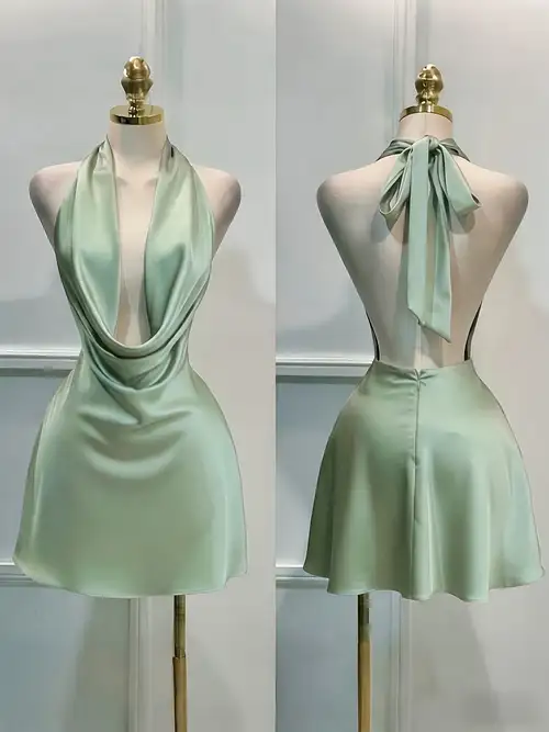 * Dress, Y2K Women'* Color Satin Halter Neck Dress, Elegant Party Dress, Suitable for Vacation, Streetwear, Commuting * Social Events, Christmas, Valentine's Day, Birthday Parties, Women's Apparel * Dress, Y2K Women'* Color Satin Halter Neck Dress, Elegant Party Dress, Suitable for Vacation, Streetwear, Commuting * Social Events, Christmas, Valentine's Day, Birthday Parties, Women's Apparel