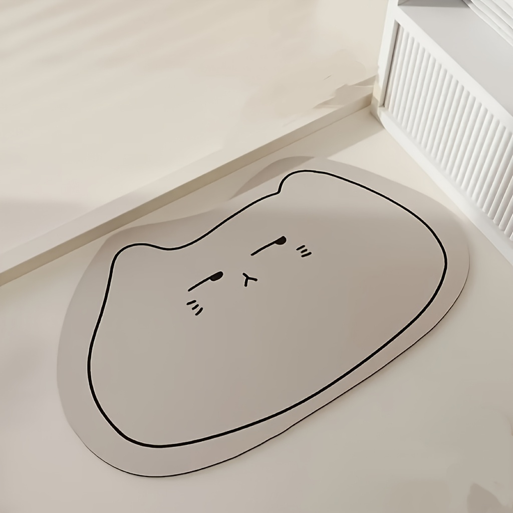 TEMU Adorable Cartoon Mud Bath Mat- Quick-drying, Non-slip, , Suitable For Bathroom, Laundry Room, And Entryway Decoration