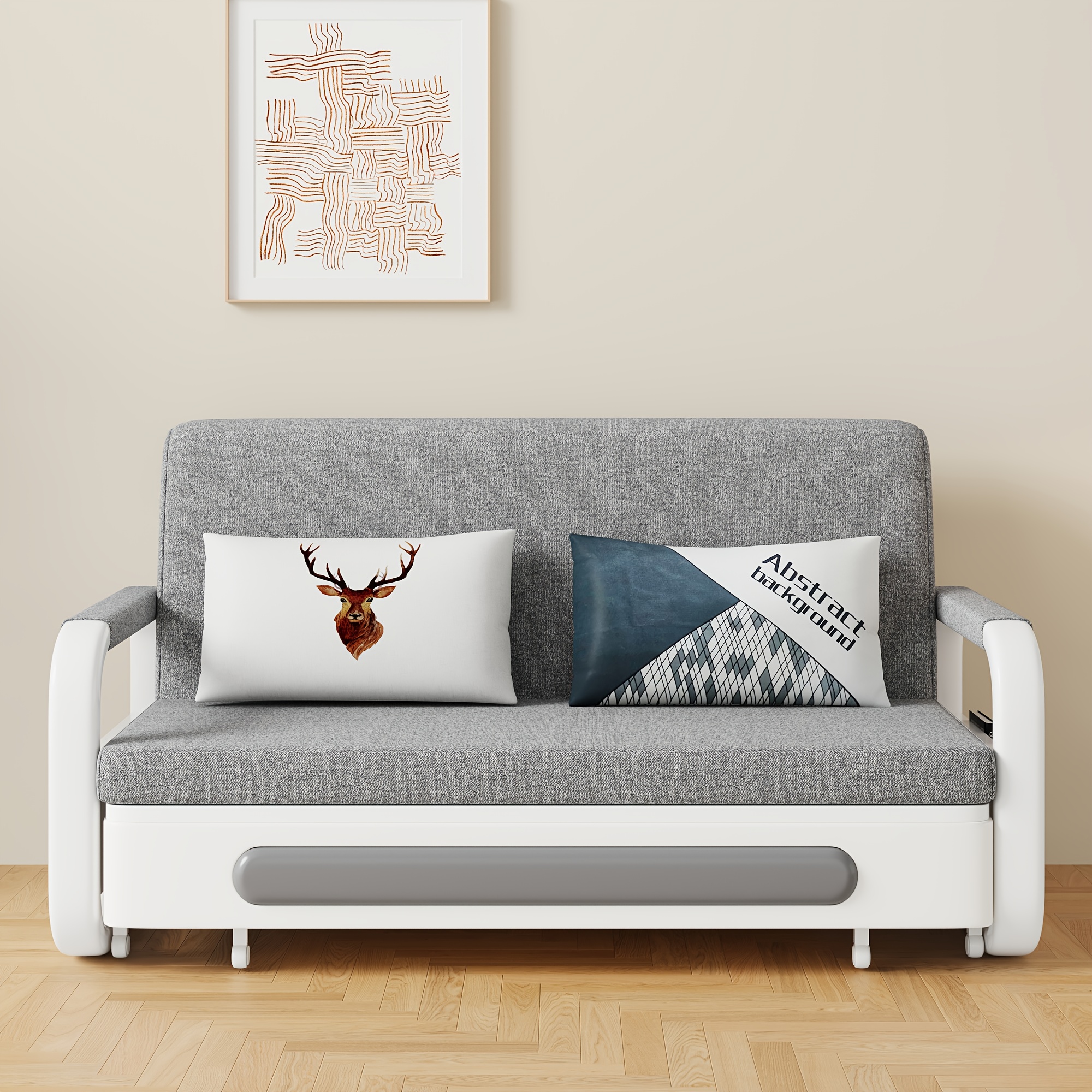 A Compact Sofa Bed For 2 From Bensorefurniture, Equipped With Storage, Showcasing A Grey Mattress That Easily Into A Bed - Ideal For Adults Living In Apartments Or Spaces (128cm In Width)
