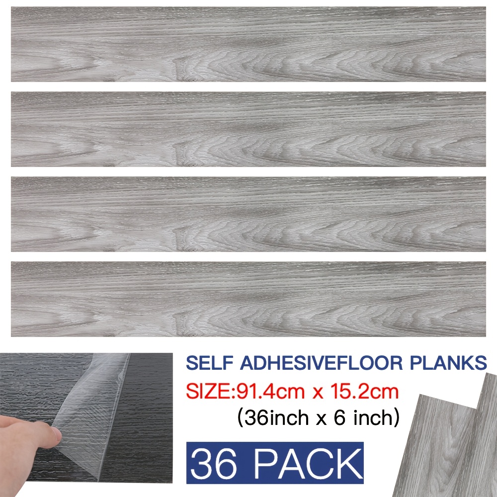 TEMU 36pcs/5m² Floor Planks Tiles Self Adhesive Wood Effect Vinyl 36inch X 6inch Kitchen Bathroom Flooring Multiple Colors