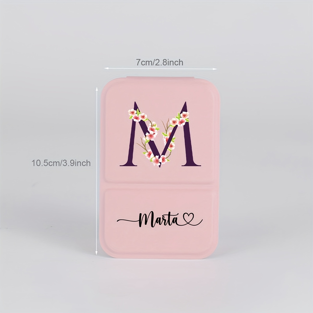 TEMU 1pc Custom Fashion Floral Letter Name Mini Leather Makeup Mirror, Back To School Dorm Desktop Makeup Mirror, Wedding Bridesmaid Favor, Essential