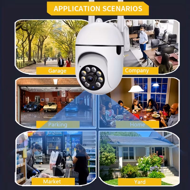 1 x cámara de seguridad wi-fi 2.4g, 2mp cámara ip inalámbrica full hd con detección de movimiento, audio bidireccional, visión nocturna en color, ptz, de vigilancia yiiot 6