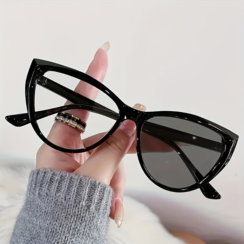 cat eye frame glasses photochromic lens glasses minimalist Temu