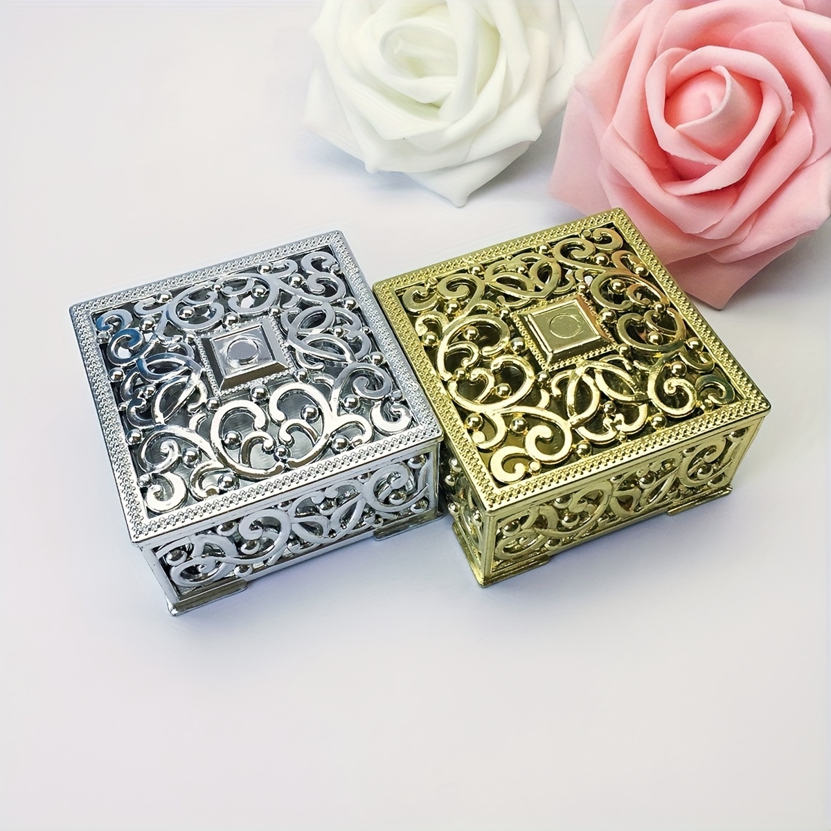 

Elegant Vintage-style Square - Versatile Chocolate, Candy & Jewelry Organizer With Side Door - Perfect Bridesmaid Gift For Weddings