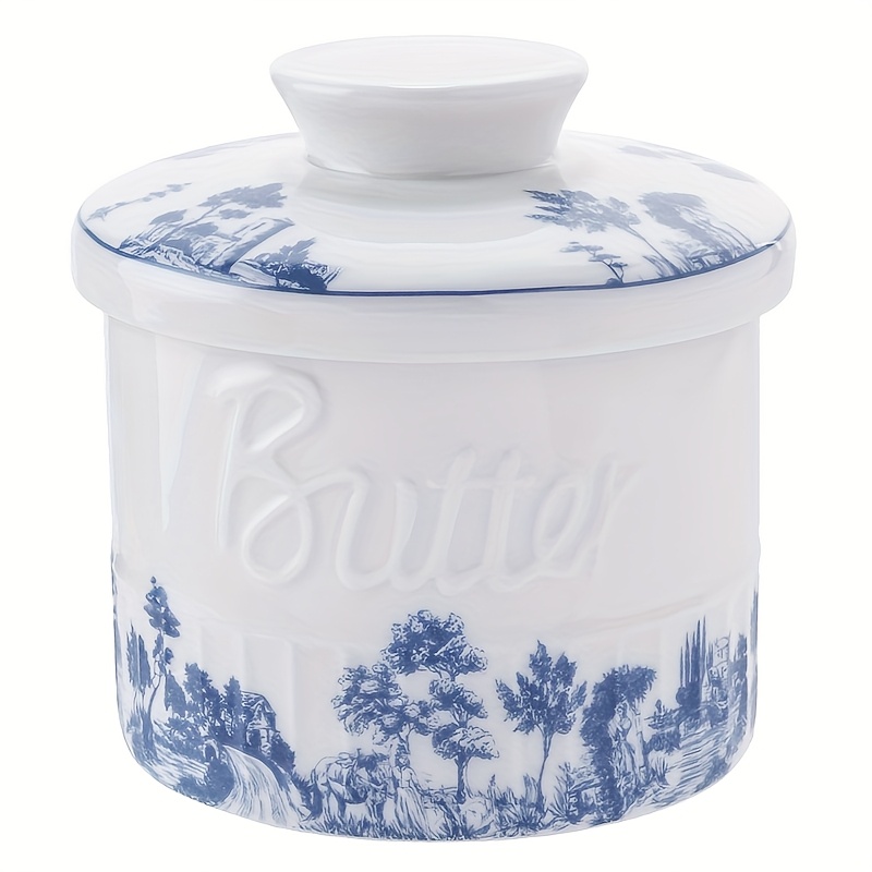 TEMU 1pc Yumiplus Ceramic Butter Dish With Lid - Style, , Rustic Kitchen Storage For Butter, Cheese, And More, Butter Dish For Kitchen