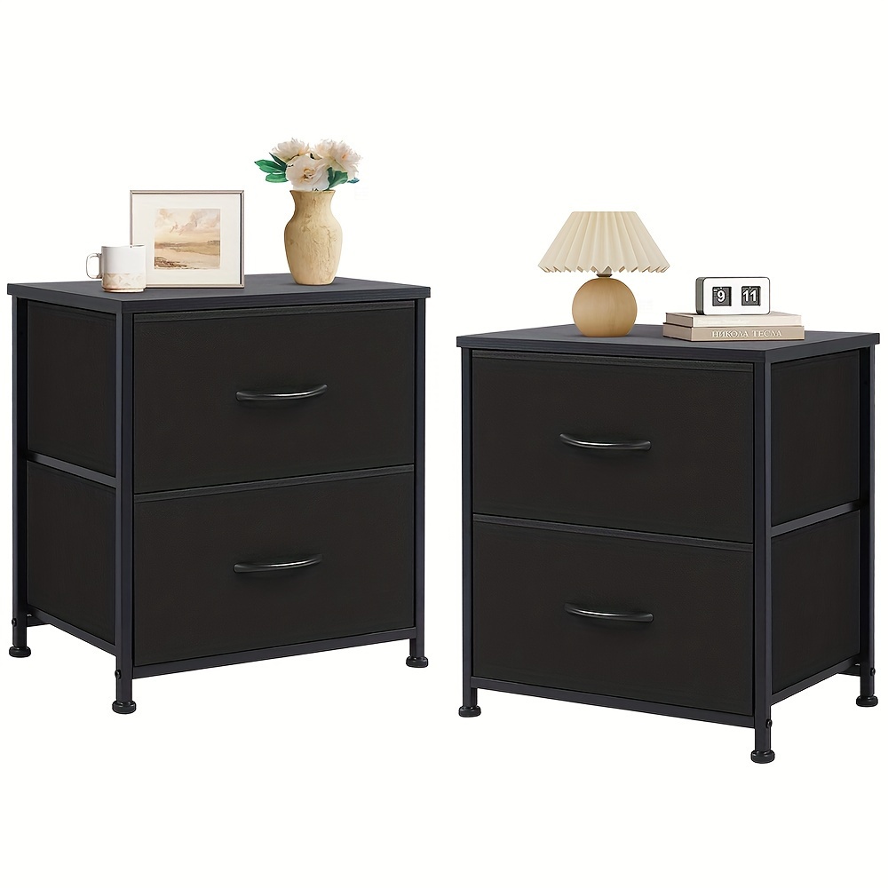 

Nightstand Set Of 2 With 2 Storage Drawers, 20" Height Small Bed Side Furniture End Table, Wooden Cabinet Dresser For Bedroom, Closet, Entryway, College Dorm