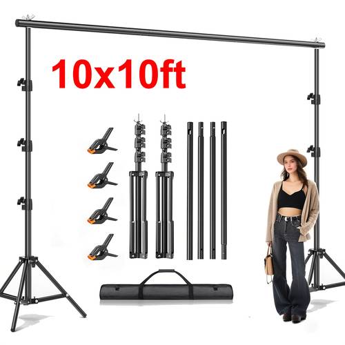 10x10ft adjustable heavy duty backdrop stand kit sturdy structure quick setup for weddings parties photo studio