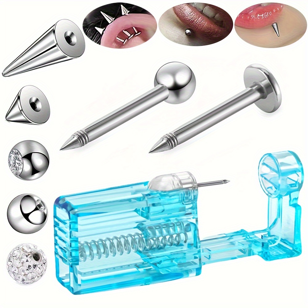 

Stainless Steel Lip & Ear Piercing Kit With Cubic Zirconia Balls - Safe, Easy-to-use Body For Men