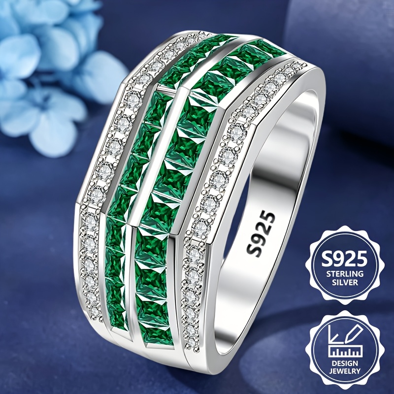 Image of 925 Sterling Silver Pm:f13 Women's Fashion Ring, Inlaid With Cubic Zirconia, Exquisite, Elegant, Beautiful Women's Jewelry Ring, Suitable For Daily Wear, Commemorative Gift For Family Or Girlfriend