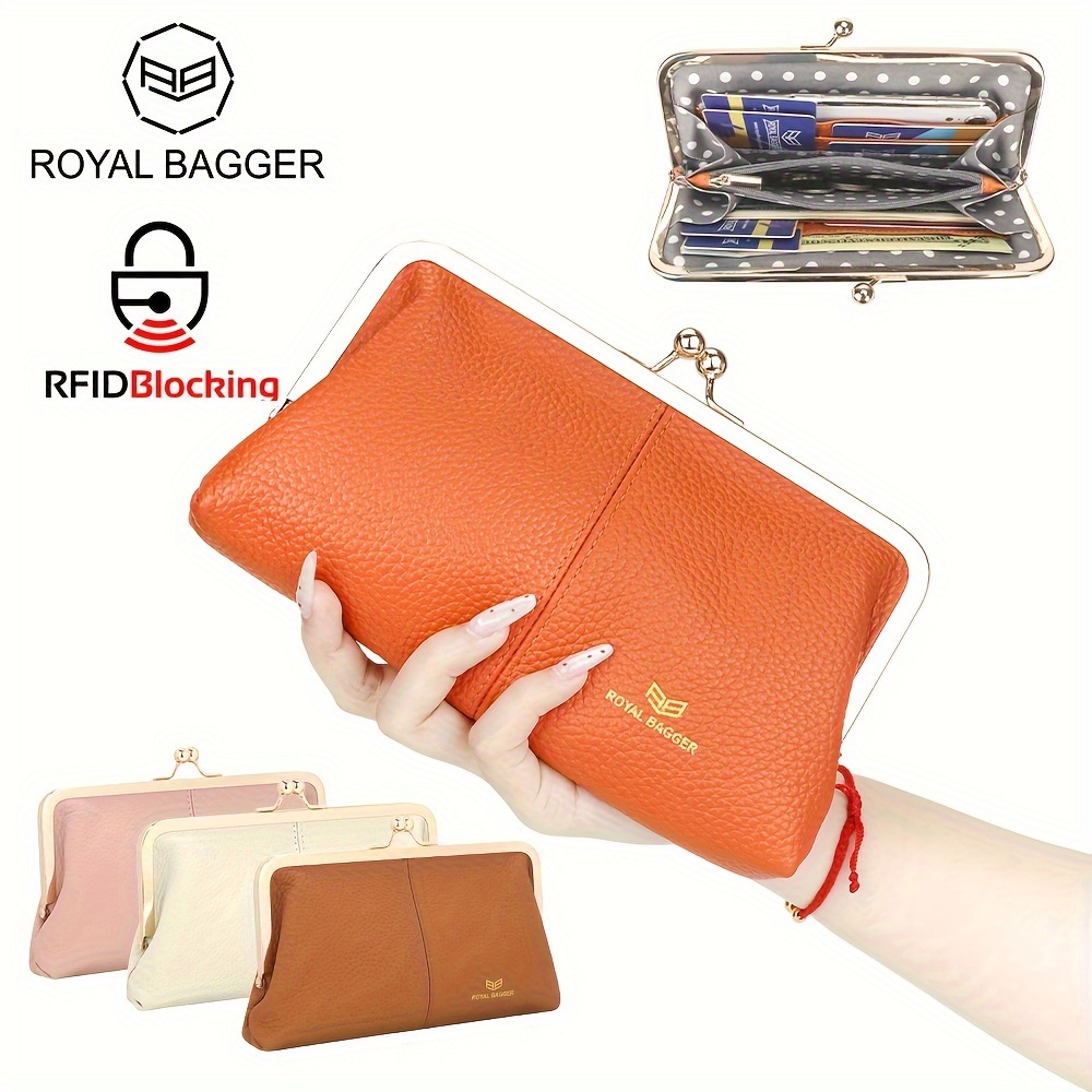 

Royal Bagger Rfid Kiss , Solid Color Multi-card Slots Card Holder, Genuine Leather Clutch Purses For Women