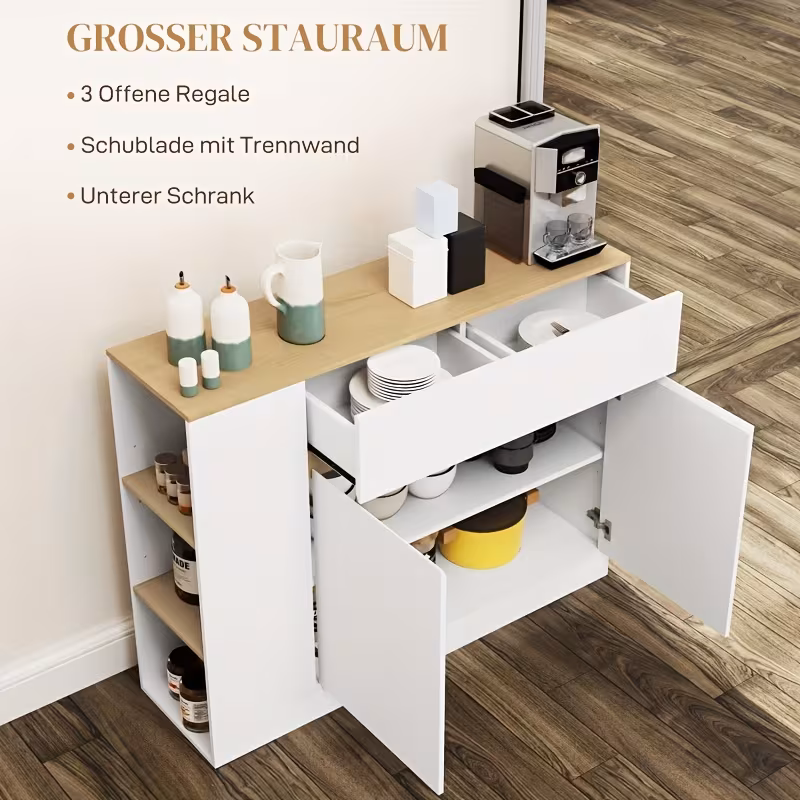 modern white adjustable tray cabinet with 3 drawers tilt protection wood metal or artificial 27 height 3 2 cu ft storage floor standing design for kitchen dining room kitchen cabinet contemporary furniture sleek durable construction 2