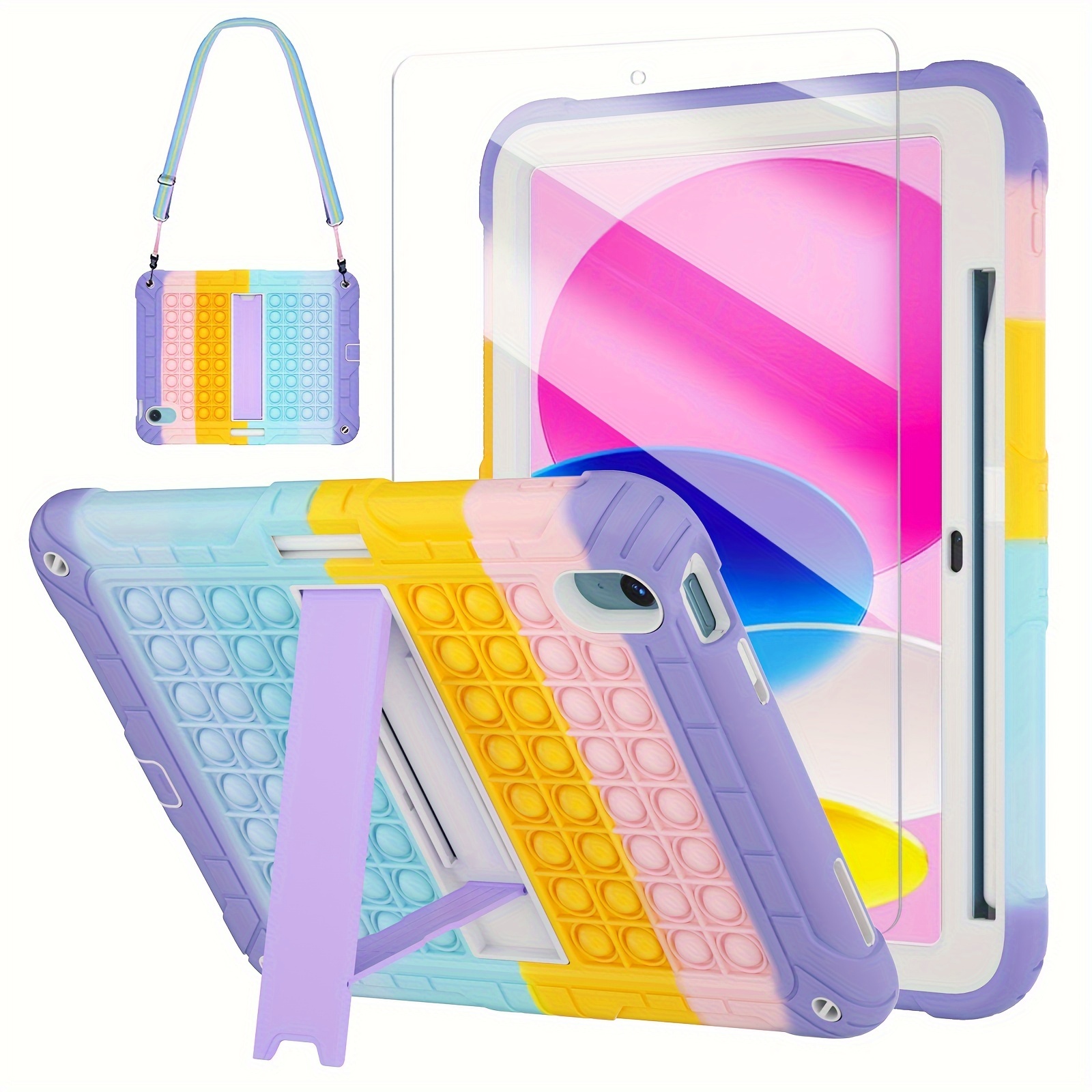 

10th Generation Case 10.9 Inch For Girls With Glass Screen Protector 2022 | 10th Gen Case With Pencil Holder+stand+shoulder Strap | Cute Case For 10 Generation