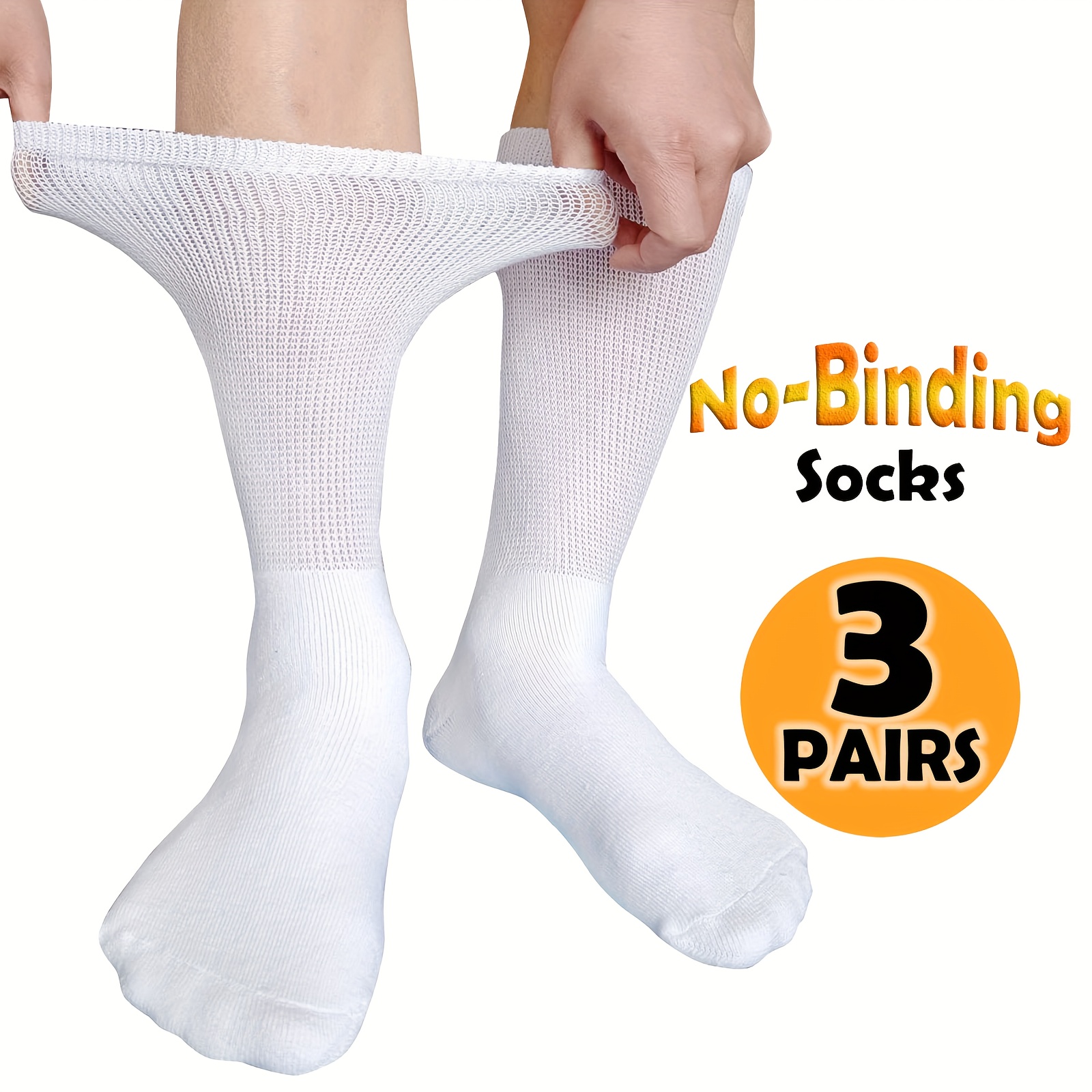 Pembrook Lot De 6 Paires De Chaussettes Pour Diabétiques Pour Homme Et Femme – Chaussettes De Neuropathie Non Contraignantes Pour Femmes | Noir, Gris, Blanc