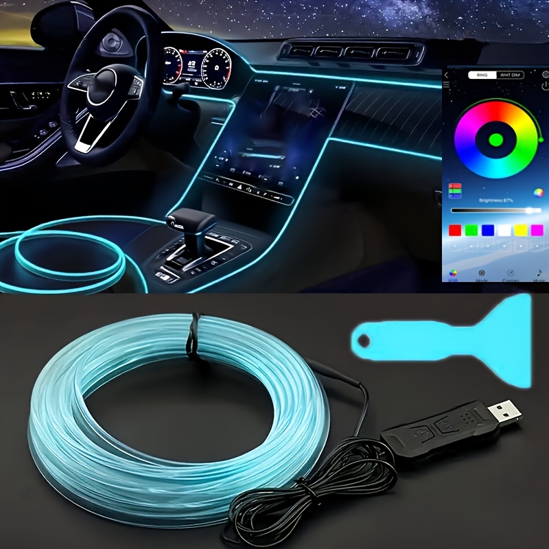 TEMU 1-in-1 Strip For Cars - Neon Fiber Optic Kit With Music Sync, Usb & App Control, Dynamic Effects, And Car Interior Decor - Perfect Gift For Car
