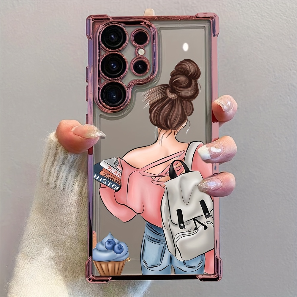 a stylish girl a backpack phone case compatible samsung Temu Kuwait