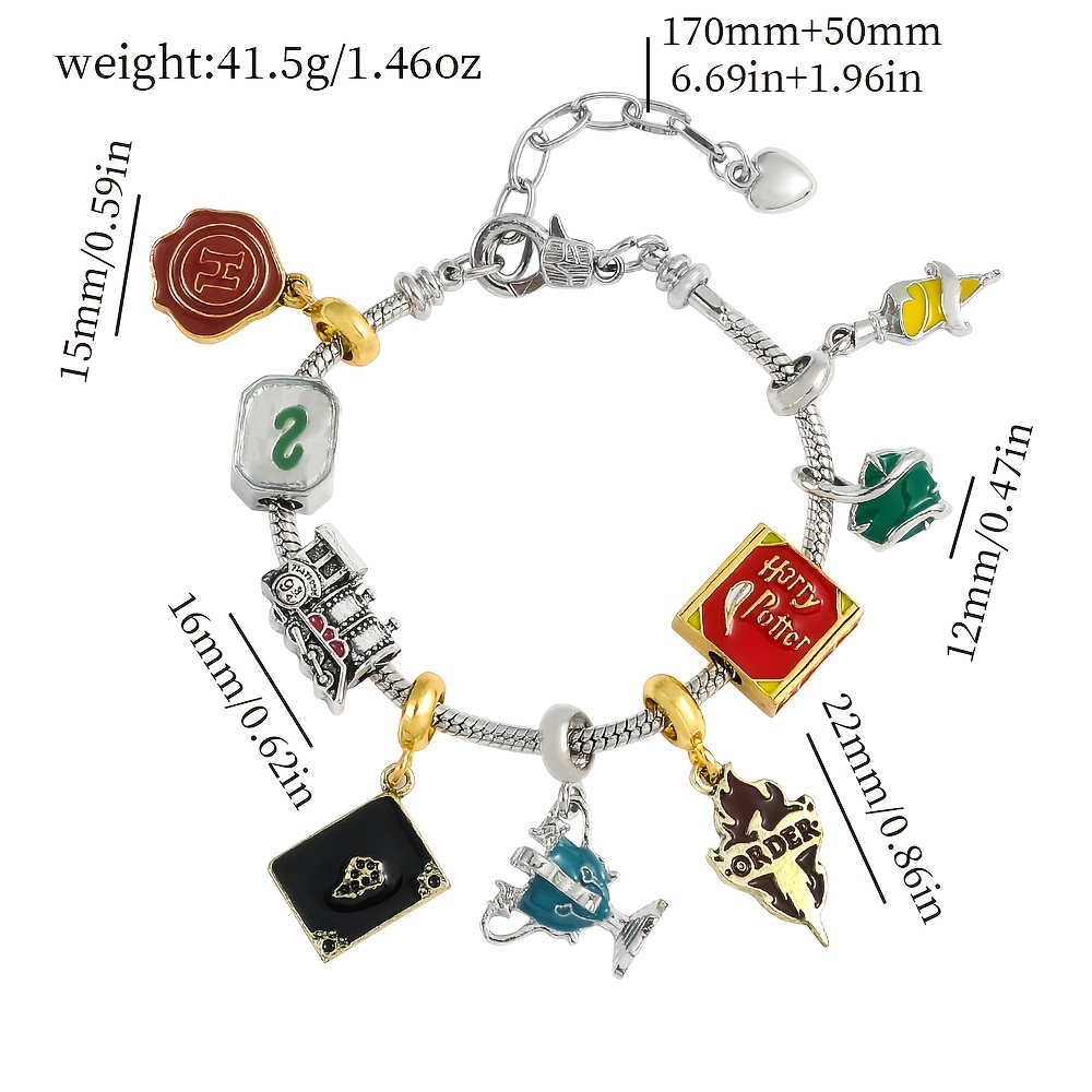 TEMU 1pc Harry Potter Bracelet Hogwarts Wizarding Education Slytherin Bean Pendant Bracelet Wristband, Suitable As Fan Gift Accessory