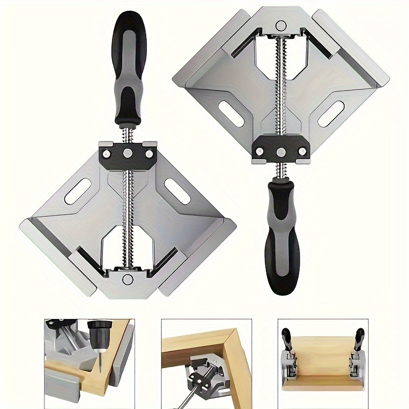 

2pcs Right Angle Clamp, Aluminium Alloy Adjustable 90 Degree Corner Clamp Woodworking Clamp Picture Frame Cabinet Clamp For Welding Framing Drilling Doweling Gifts For Men Dad