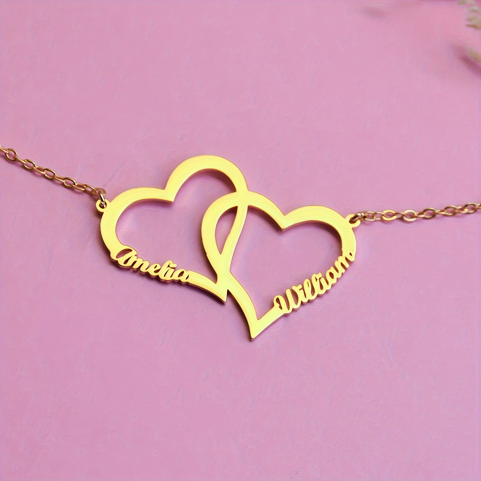 

Collier Pendentif Personnalisé En Forme De Cœur D'amour Ajouré Avec Nom De Police Anglais, Chaîne De Cou Réglable, Décoration De Bijoux (anglais Uniquement)