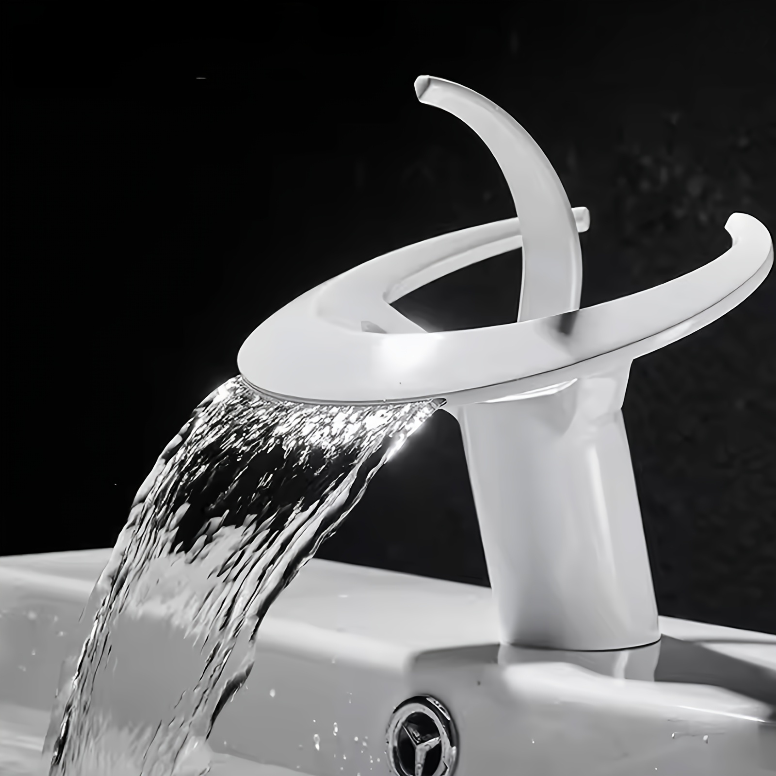 Image of Modern Single Handle Waterfall Bathroom Faucet With Valve & Deck Mount - Brushed/ Suitable For Countertop Sink, Shower Basin Tap, Gun Gray/, Valve Hardware Included, European G3/8 Connection