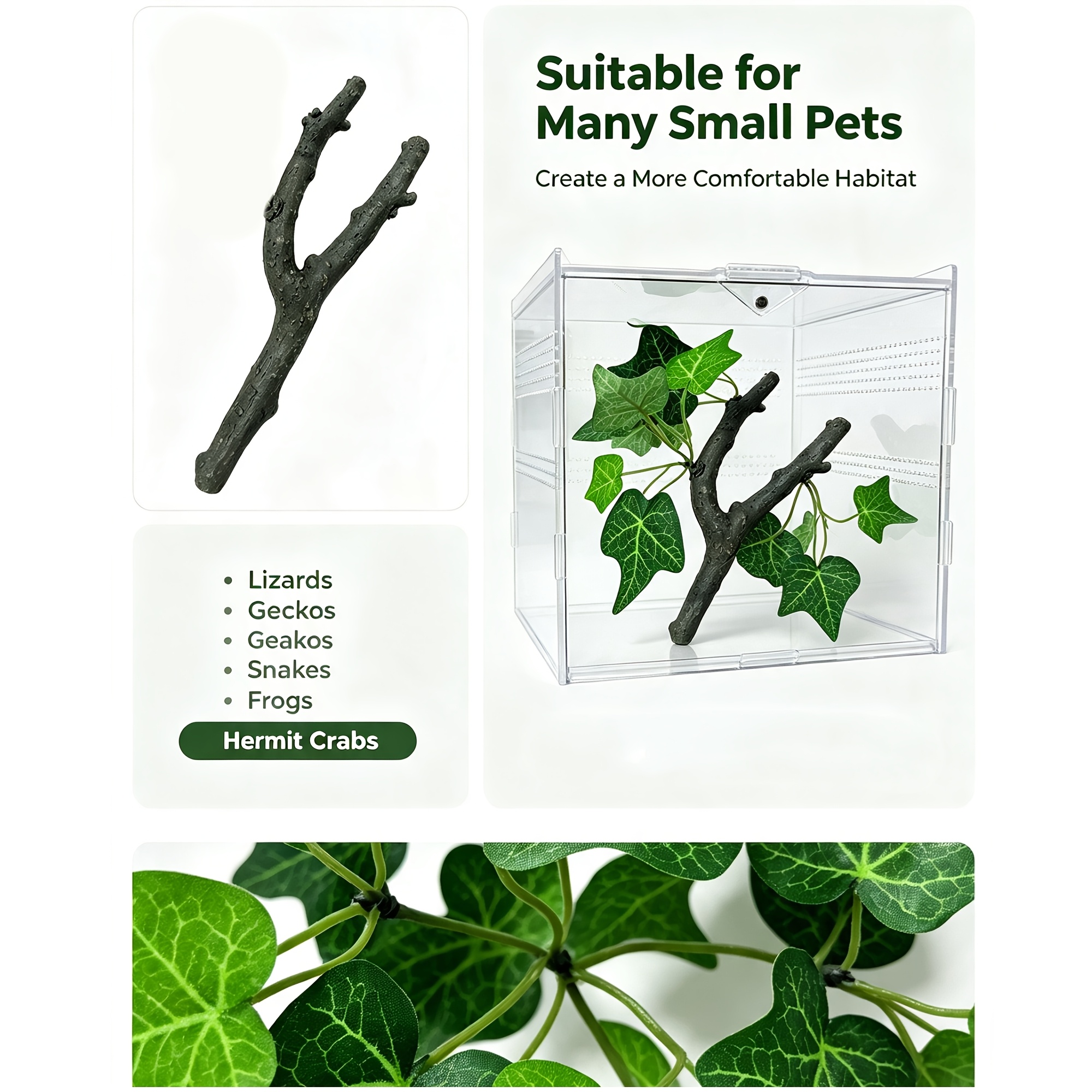 Artificial Climbing Tree Branch for Reptile Terrarium