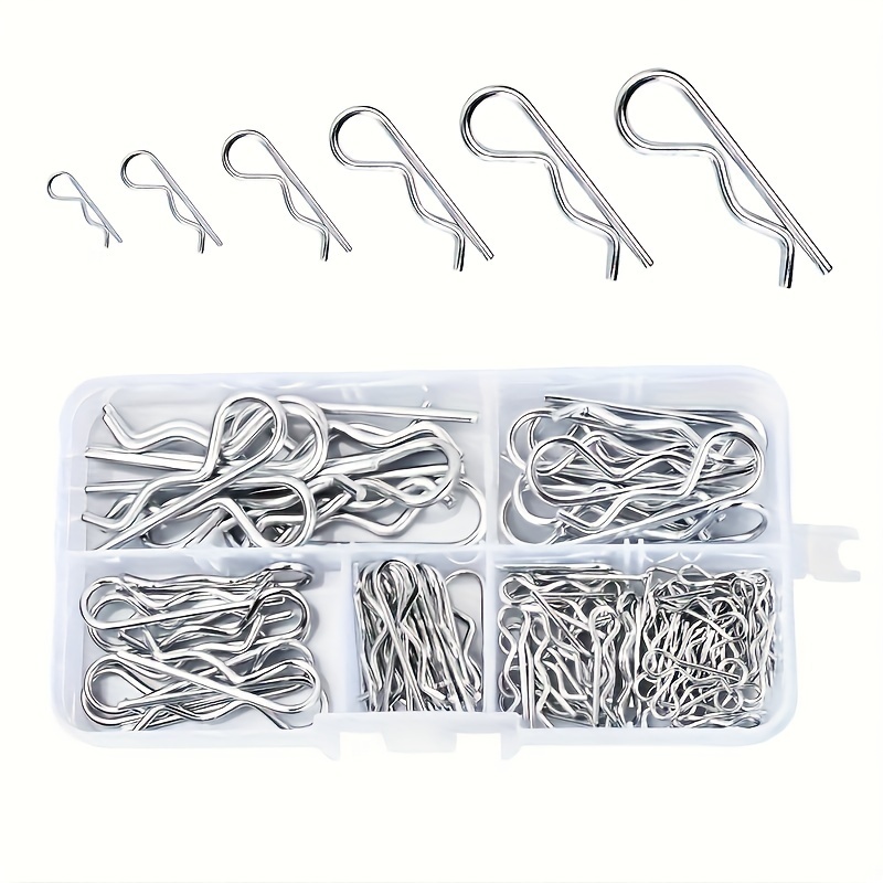 

60/100pcs Cotter Pins Spring Connectors 2mm, R-clips Splint Assortment Galvanized Spring Pins Safety Pins Set