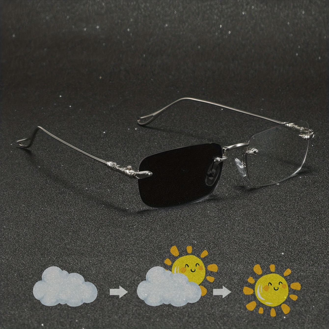 Square Glasses Retro Personalized Versatile Men\'s And Fashio 1 pair mens metal frameless retro square small lightweight  main image 2