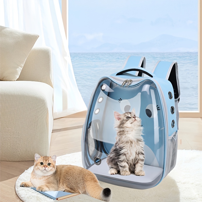 

1pc, Pvc Pet Backpack With Zipper Closure, Portable Capsule, Suitable For Cats And Small Animals.