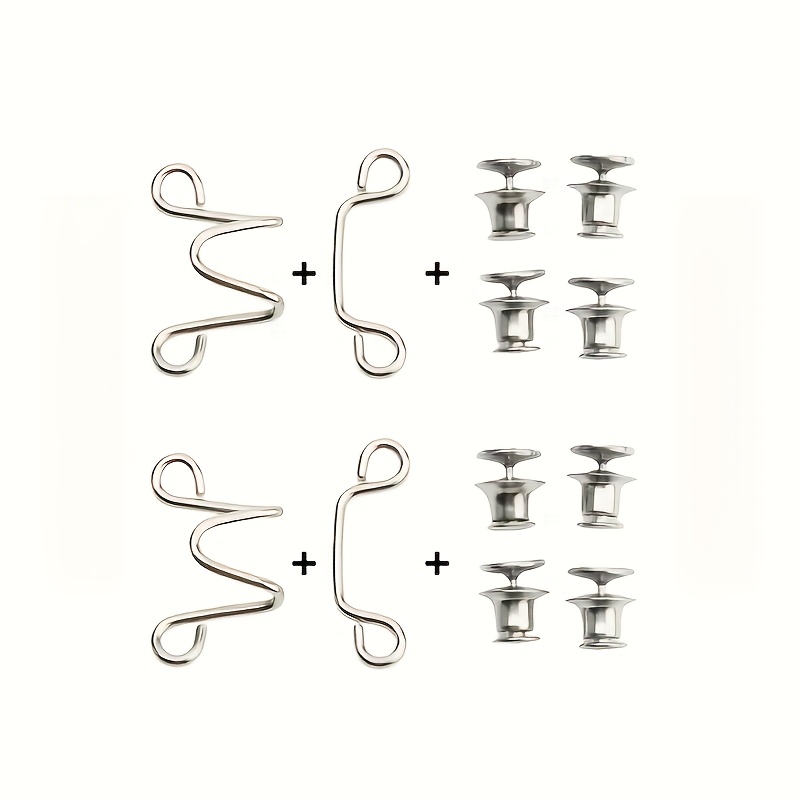 Image of 8-button + 4-button Rod Combination Adjustable Jeans Button Set, Seamless Metal Waistband Clip, Design, Slim Fit, Versatile Silver Gray Button Set For Women's Pants, Jeans, And More, Jean Accessories