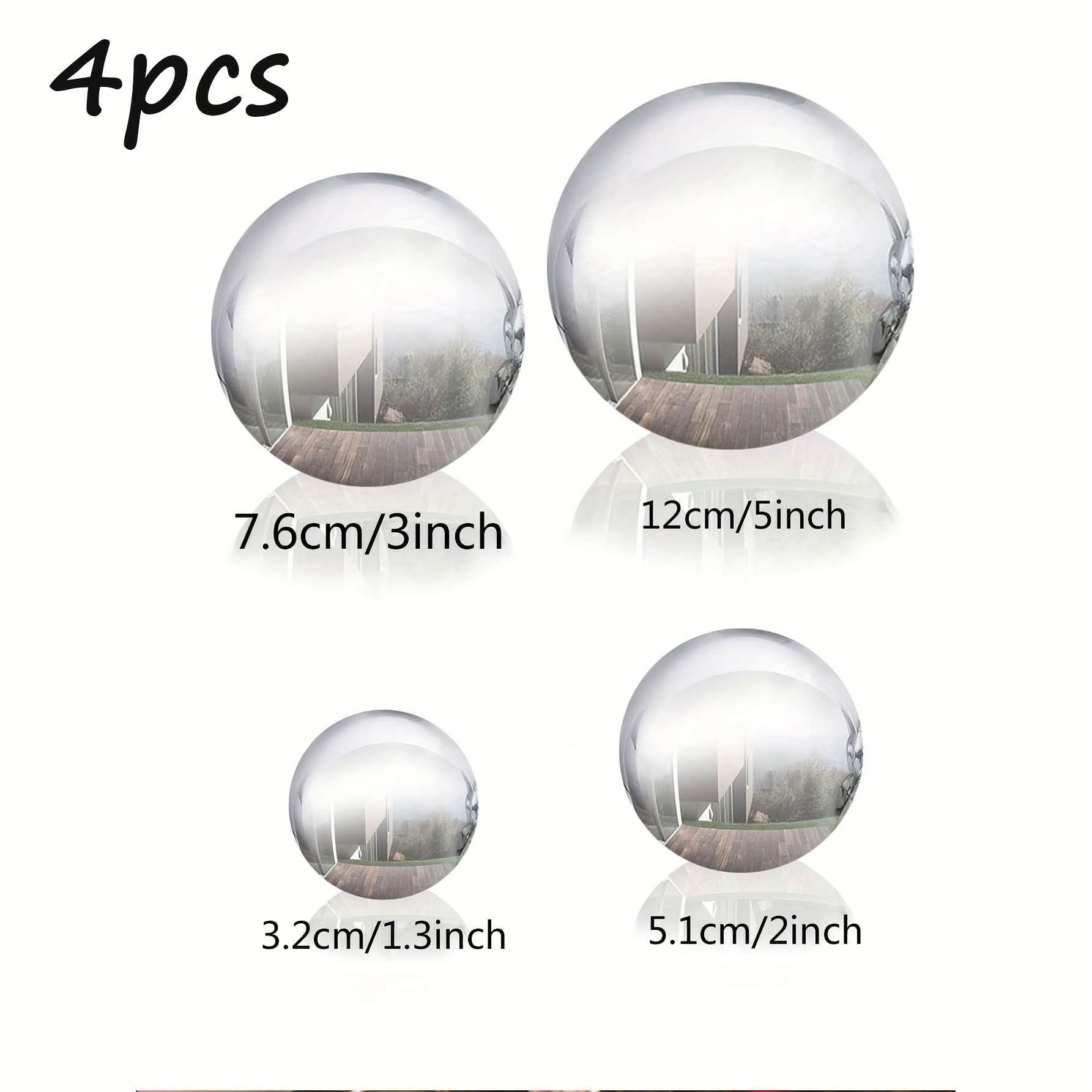4pcs Sizes Mini Stainless Steel Gazing Balls,polished Ornament Sphere,hollow Mirror Floating Reflective Ball Polished Sphere For And Garden Decoration, Best Gifts