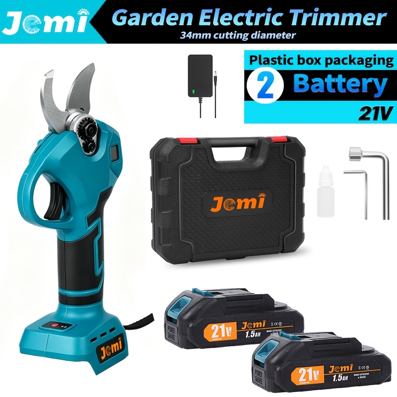 Image of Jemi Tool Brushless Cordless Garden Electric Pruning Shears, Built-in Lcd Display, 1/2 Batteries And Charger, 34mm/1.34 Inch Cutting Diameter, The Best Tool For Sports-themed Yard Shrub Shapes