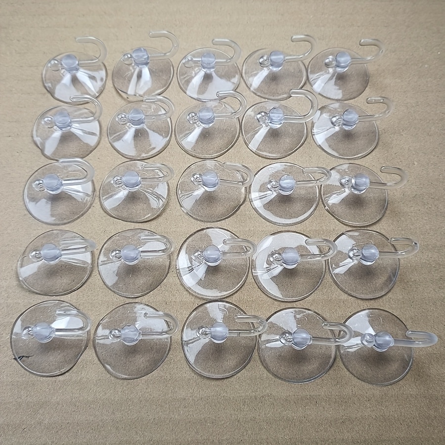 Image of 25pcs Hollow Suction Cup Hooks, Suitable For Tile/kitchen/bathroom Storage, Towel/clothes Hanger/cleaning Supplies Hooks, Strong Suction