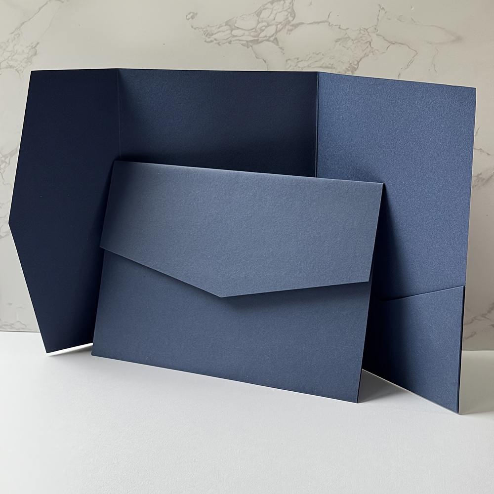 TEMU 15pcs Pocket Invitations With Envelopes - 12.7x17.78 Elegant Design For Weddings, Birthdays, Baptisms & More - High-quality Paper, Invitations,